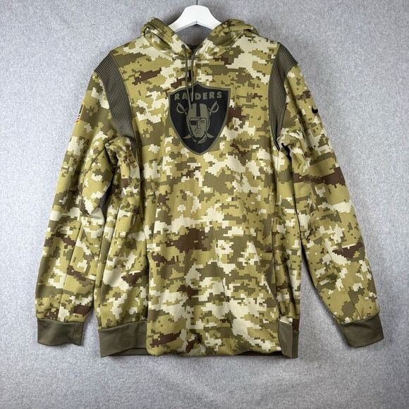 Nike Dri Fit NFL Mens Large Las Vegas Raiders Hoodie Green Digital Camo Service - Picture 1 of 10